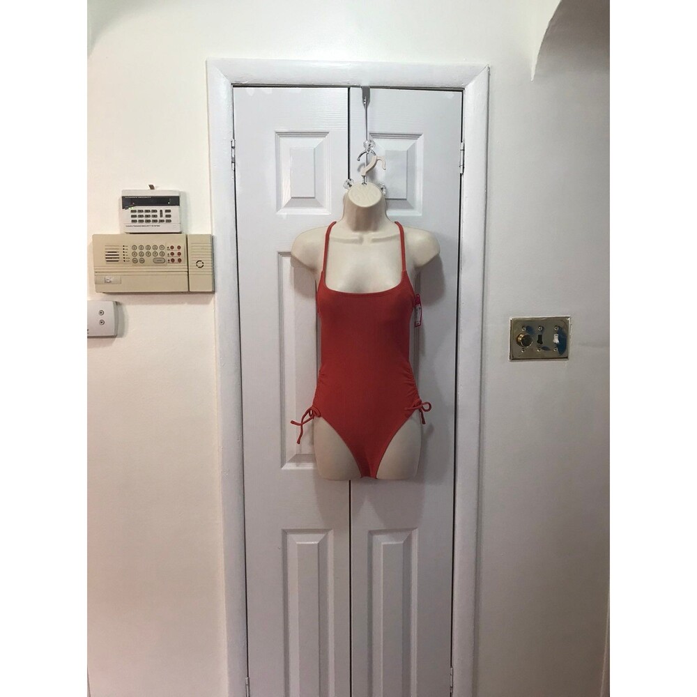 Xhilaration Ribbed Side-Cinch One Piece Swimsuit Copper